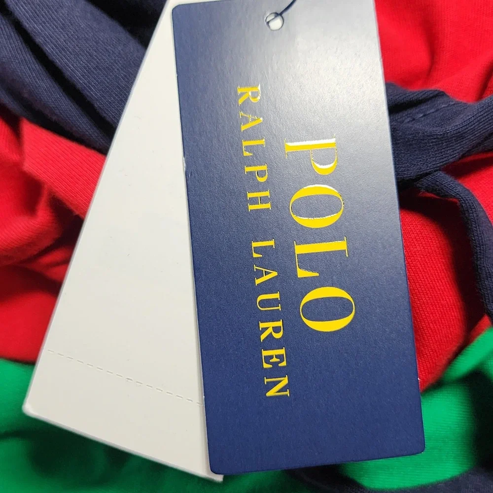 Polo Ralph Lauren Colorblock Hooded‎ Long Sleeve T Shirt Mens XS Classic Retro